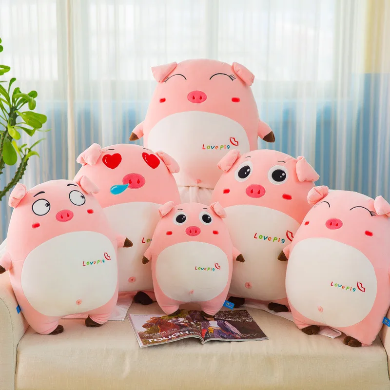

Creative New Style Cute Software Pajama Expression Pink Pig Plush Toy Doll Pillow down Cotton Doll Gift
