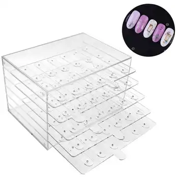 

5 Layers 60 Grids Acrylic Nail Art Display Stand Magnetic Adsorption Nail Tip Gel Polish Display Board Rack Nail Polish Holder