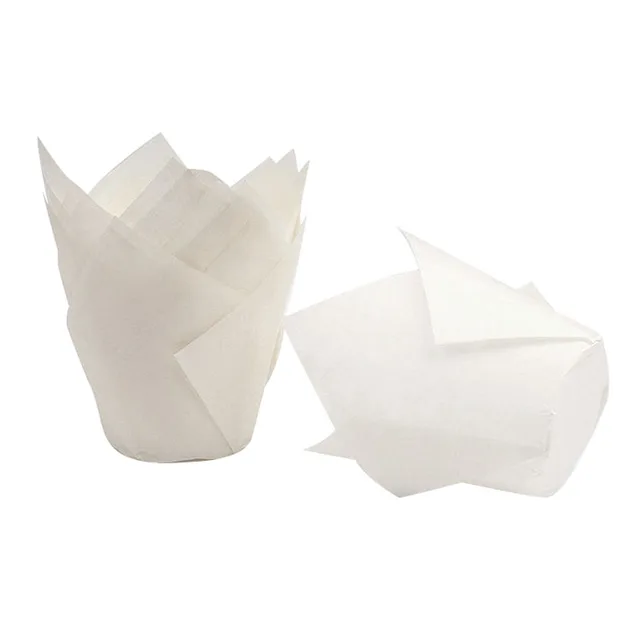 50pcs Newspaper Style Cupcake Liner Baking Cup For Wedding Party Caissettes Tulip Muffin Cupcake Paper Cup Oilproof Cake Wrapper B13