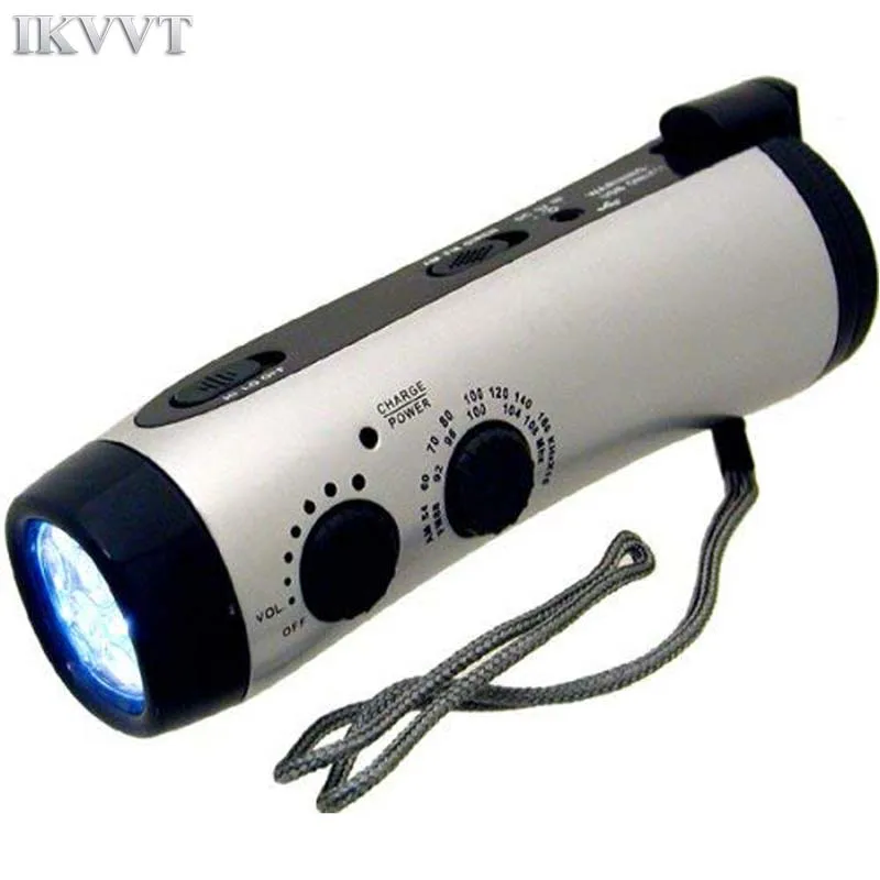 

5 LED Emergency Power Hand Crank Dynamo Flashlight Portable Flashlights MuiltiFunction With AM/FM Radio For Phone Charger