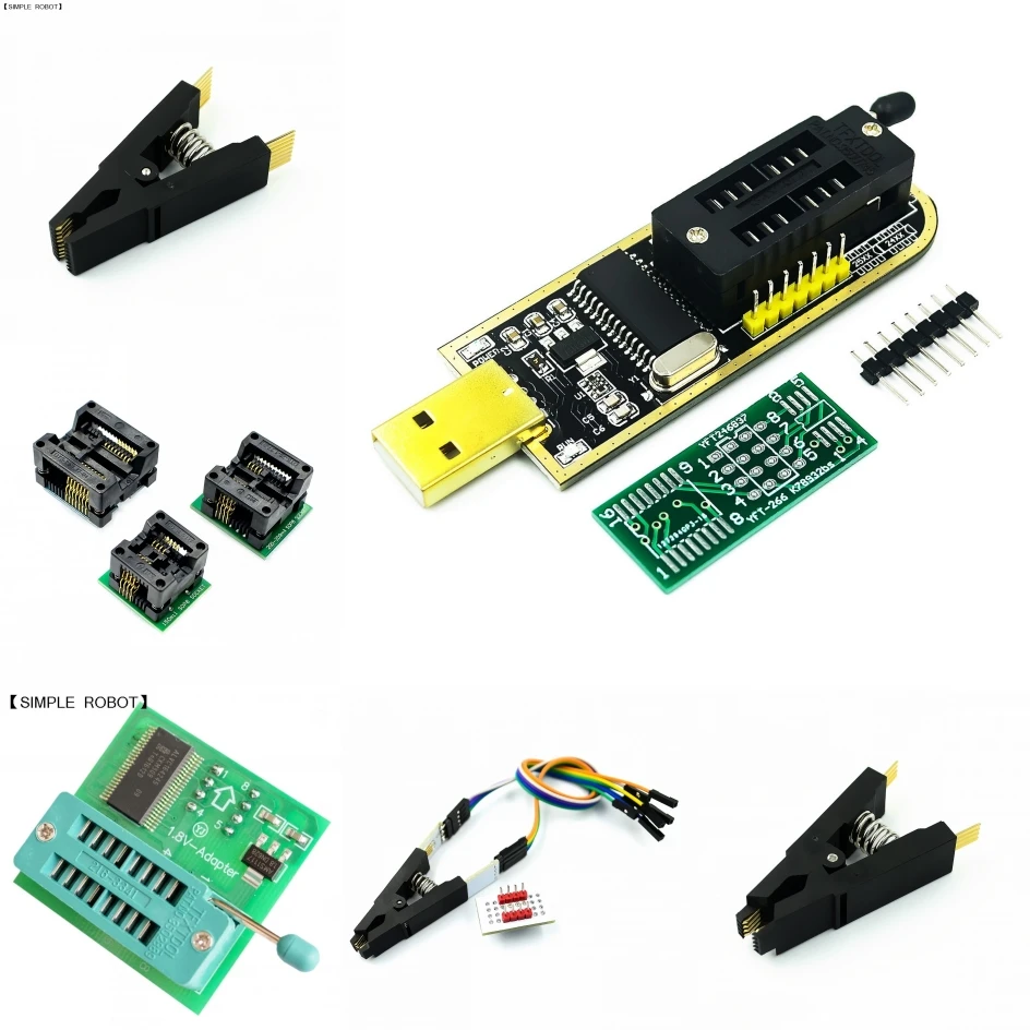 【SIMPLE ROBOT】CH341A 24 25 Series EEPROM Flash BIOS USB Programmer Module + SOIC8 SOP8 Test Clip For 93CXX / 25CXX 24CX | Электронные