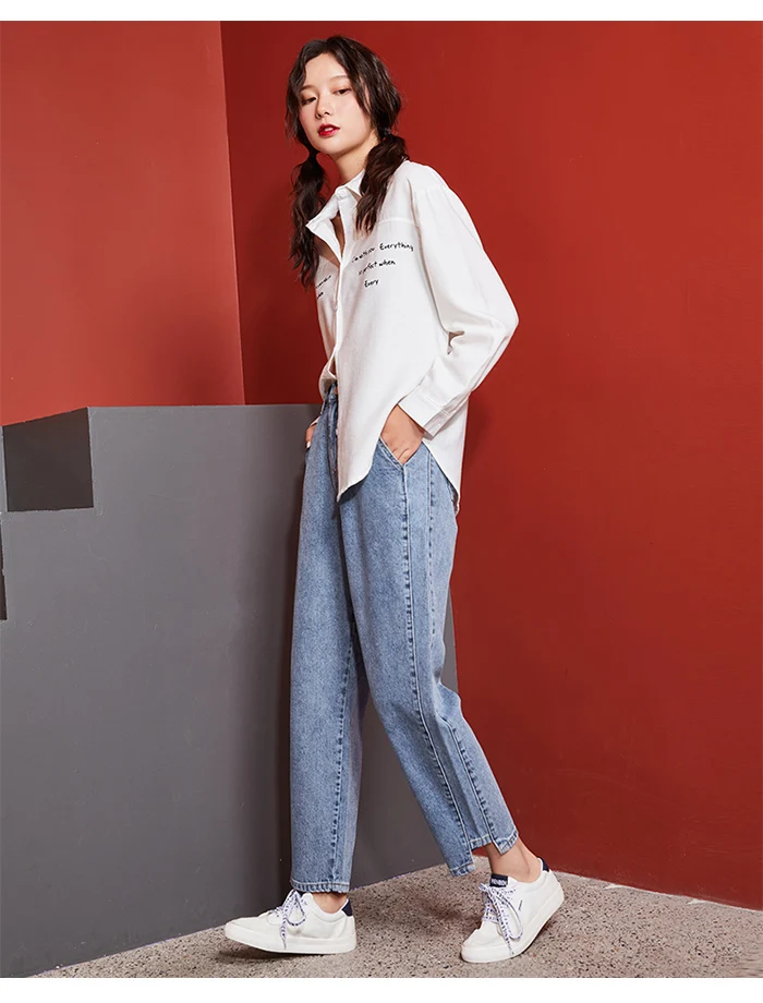 Женские свободные джинсы LEIJIJEANS, светло-голубые двухцветные облегающие джинсы с карманами и высокой посадкой, новая модель 9110 большого размера