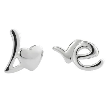 

2020 Trendy Design Romantic Jewelry Love Letter 925 Sterling Silver Stud Earrings For Women Elegant Wedding Jewelry