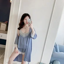 Gary Повседневный женский красный ночной халат-Пижама наборы сексуальный топ на бретелях костюм пижамы Домашняя ночная рубашка халат для сна банное платье