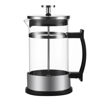 

Manual Coffee Espresso Maker Pot,Stainless Steel Glass Teapot French Coffee Tea Percolator Filter Press Plunger 600Ml