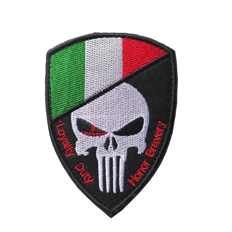 ITALY Снайперский Каратель Череп Россия военный Канада Великобритания немецкий щит флаг спецназ боевой патч тактический боевой дух нашивки значки - Цвет: ITALY