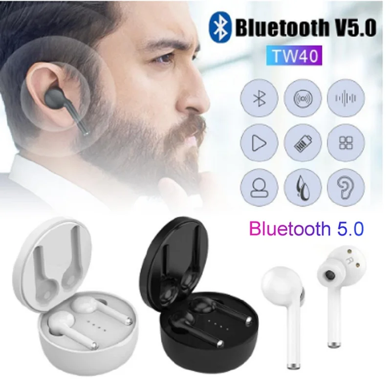 TW40 мини беспроводные Bluetooth 5,0 наушники монитор шумоизоляция в уши 6D 3D HiFi стерео Спортивная гарнитура с HD микрофоном