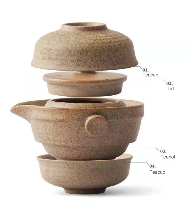 Chinese Kung Fu Tea Set 1teapot 2teacups Travel Ceramic Pottery Tea Cups for Teaware Outdoor Cups Of Ceremony