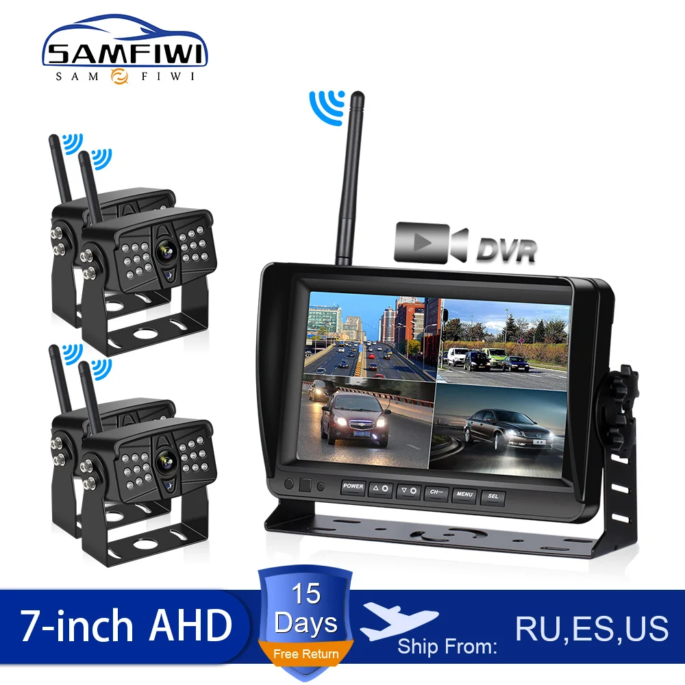 

7 inch Car Monitor AHD Wireless DVR Display Vehicle Auto Screen Rear View Truck Monitors Reverse Backup Recorder Wifi Camera