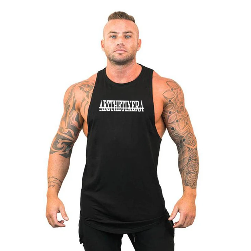 Muscleguys, хлопковые майки для тренажерного зала, мужские майки без рукавов для мальчиков, одежда для бодибилдинга, майка для фитнеса - Цвет: black182
