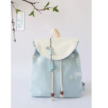 

Retro Chinese National Style Artistic Casual Canvas Drawstring embroidery Backpack Women