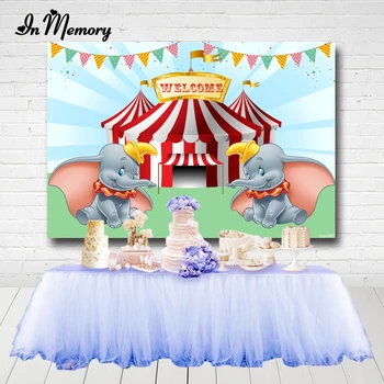 

InMemory Circus Party Photography Backgrounds Dumbo Elephant Baby Shower Newborn Birthday Party Backdrops For Photo Studio 7x5ft