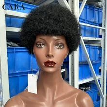 Peluca de cabello humano brasileño de corte Pixie corto para mujer, Pelo Rizado Afro, productos de cabello Natural, CARA
