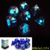 Bescon Super Glow in the Dark Glitter Polyhedral Dice Set DEEP SPACE, Luminous RPG Dice Set,Glowing Novelty DND Game Dice 1