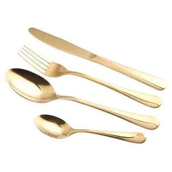 

Gold Stainless Steel Cutlery Set Teaspoon Dinner Fork Knife Western Tableware Dinnerware Kitchen Tools