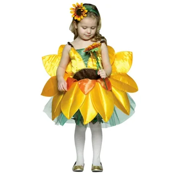 

New Arrival Sunflower Costume Cosplay Girls Halloween Costume For Kids