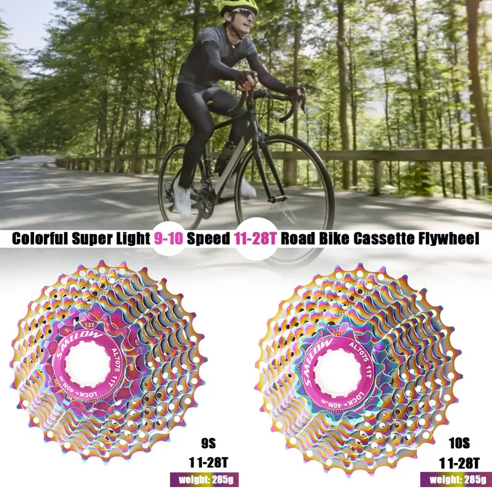 

Bike Freewheel 9/10 Speed Rainbow Ultralight Freewheel 11-28T Road Bike Cassette Flywheel Bicycles Kit Bike Accessories