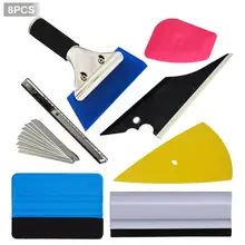 8 PCS Vehicle Glass Protective Film Car Window Wrapping Tint Vinyl Installing Tool Including Squeegees Scrapers Film Cutters