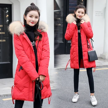 

Winter Coat New 2019 Women Faux Fur Thick Hooded Warm Jacket Winter Jacket Women Quilted Cotton Parka Long Coat Women Coat