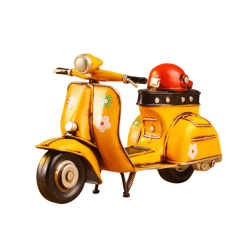  Nostalgic Iron Vintage Mini Scooter Model Pedal Motorcycle Crafts Desk Home Decoration Accessories 