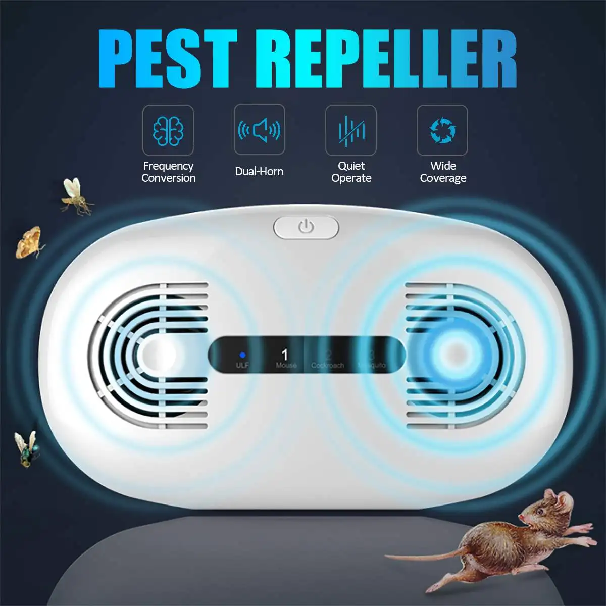 

Pest Repeller Multi-function Ultrasonic Electronic Repeller Repels Mice Bed Bugs Mosquitoes Spiders Insect Repellent Killer