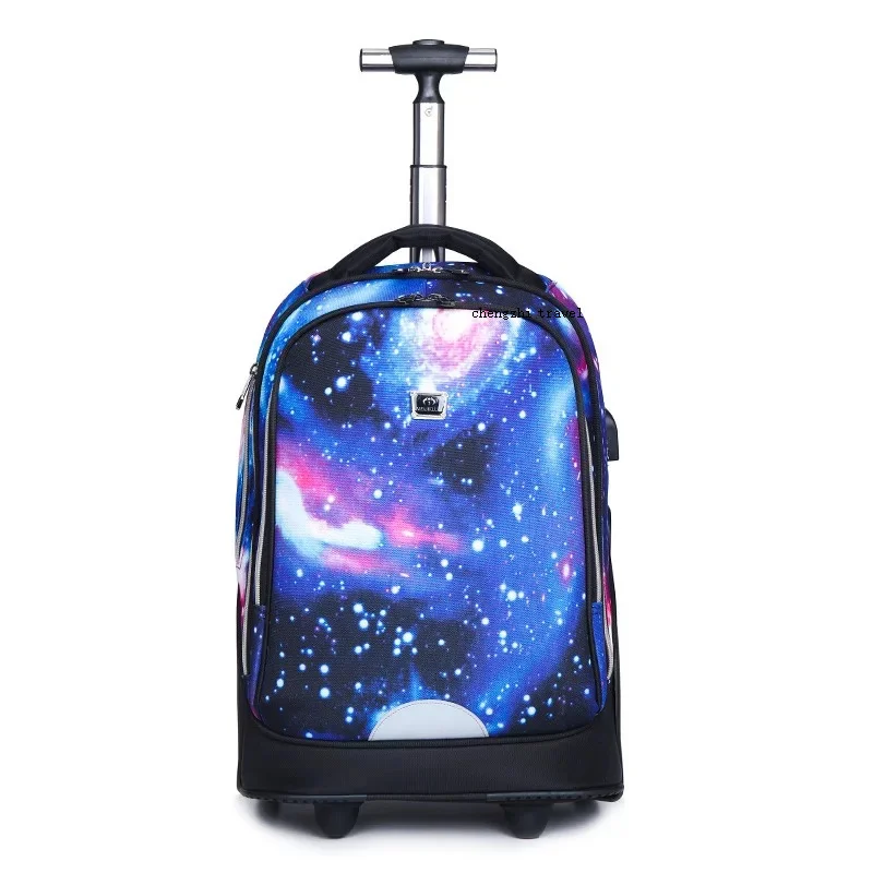 20" Inch Carry On Lazy School Rolling Trolly Bag Travel Backpack Luggage With Wheels