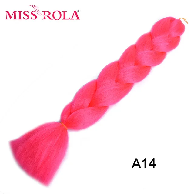 Miss Rola Synthetic Support Wholesale 100g 24 Inch Jumbo BraidsPink Green Yellow High Temperature Fiber Ombre Hair Extensions A14