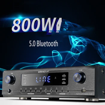 

220V 400W*2 QS-Q53 Professional High Power 5.0Bluetooth Amplifier Home KTV Stage Subwoofer Hifi Digital Karaoke Amplifier