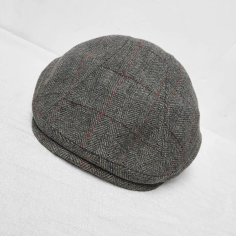 Осенне-зимние мужские шапки береты Британский западный стиль шерсть усовершенствованная плоская кепка плюща классический берет в стиле винтаж Кепка Размер s-xl BLM217 - Цвет: Серый