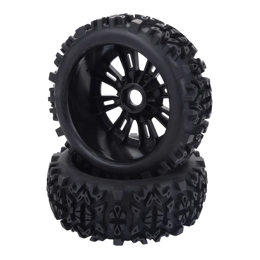2pcs RC Crawler Buggy Car Wheel Rubber Tires - RC Spare Parts for 1/8 Monster Truck Truggy Model Cars, 120mm Dia. 18mm Hex