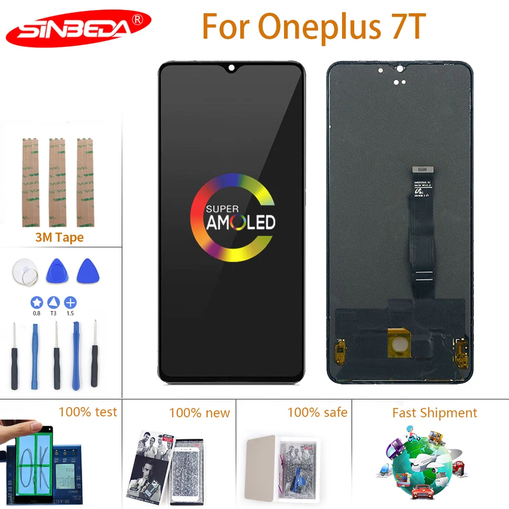 6 55 &quotОригинальный ЖК-дисплей для Oneplus 7T AMOELD сенсорная панель дигитайзер в сборе