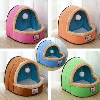 

Warm Soft Dog Houses Cute Candy Dog Kennel Pet Winter Cushion Basketdog Bed For Small Medium Dogs Tent