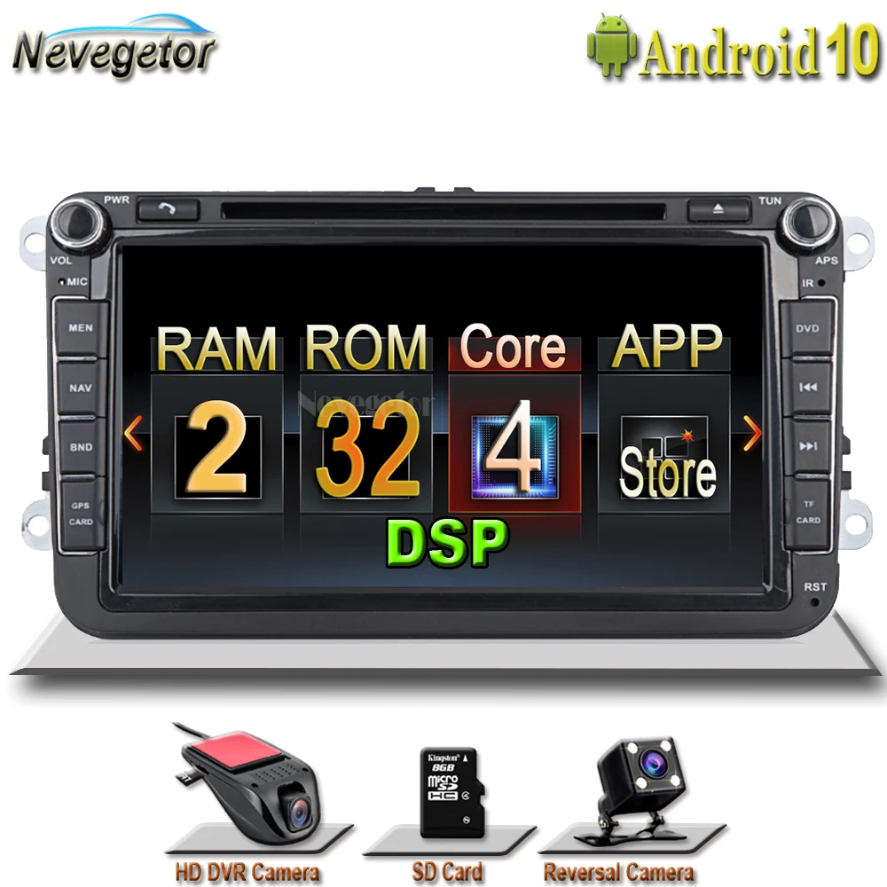 Автомобильный мультимедийный плеер на Android 10 с GPS 32 ГБ ОЗУ для VW Golf Tiguan Skoda Fabia Rapid Seat