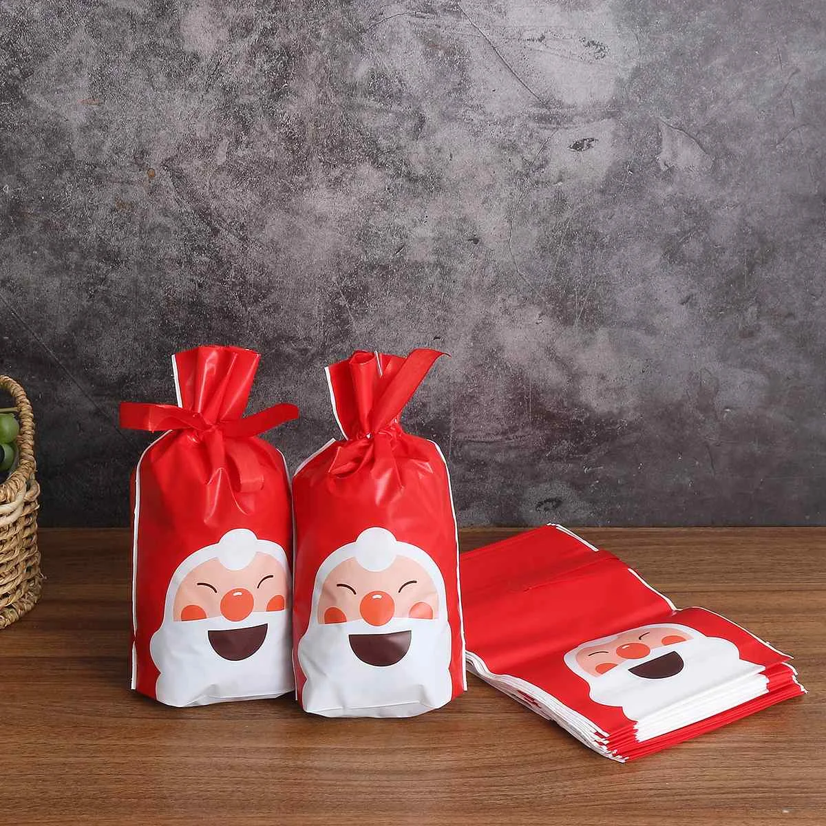50pcs Candy Bag Gifts Holders Bags Santa Sack Christmas Stocking bags New Year Best Gifts For Kids Event Party Decor
