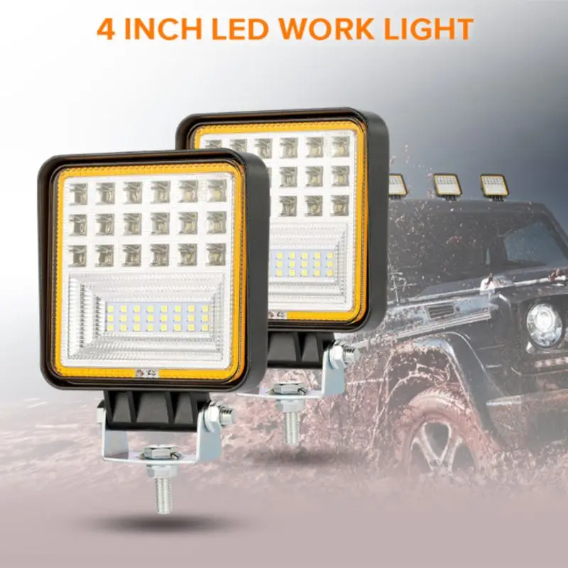

48W 126W LED Work Light With Angel Eye Light Lamp LED 4inch Vehicle Work Light LED Truck For SUV A6HE