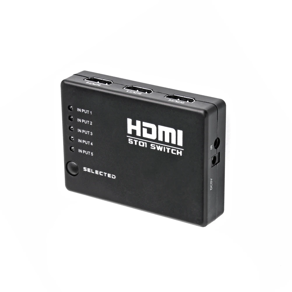 HDMI Switch 5x1 HDMI 2.0 UHD4K@60Hz RGB4:4:4 HDCP 2.2 HDR 5 In 1 Out for smart projector - Color: BK