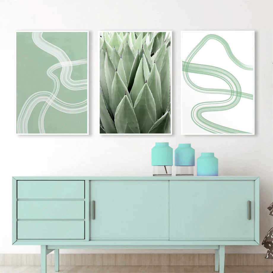 Wall-Art-Canvas-Painting-Cactus-Agave-Plant-Leaves-Abstract-Lines-Nordic-Posters-And-Prints-Wall-Pictures (1)