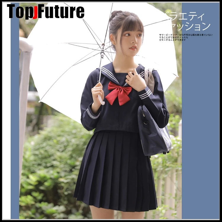 

JK uniform skirt navy basic Japanese sailor's bad girl suit student's class uniform school uniform academic style sailor suit