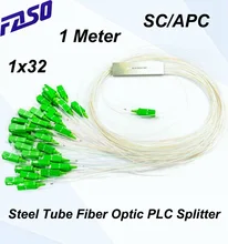 1*32 Splitter SC/APC Connector 1 Meter SM 0.9mm FTTH Steel Tube Fiber Optic PLC Splitter
