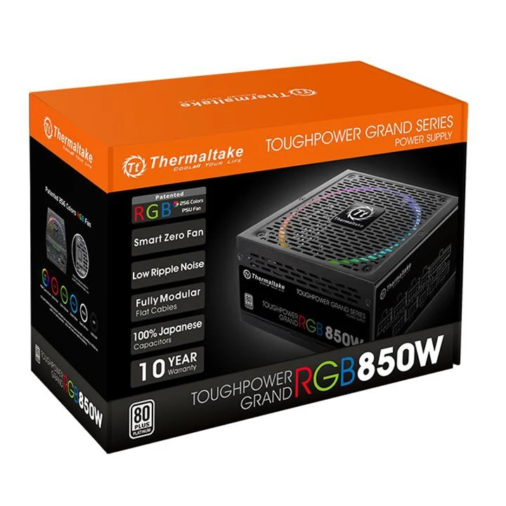 Блок питания Thermaltake ATX 850W Toughpower RGB 80+ platinum(24+4+4pin) APFC 140mm fan color LED 1