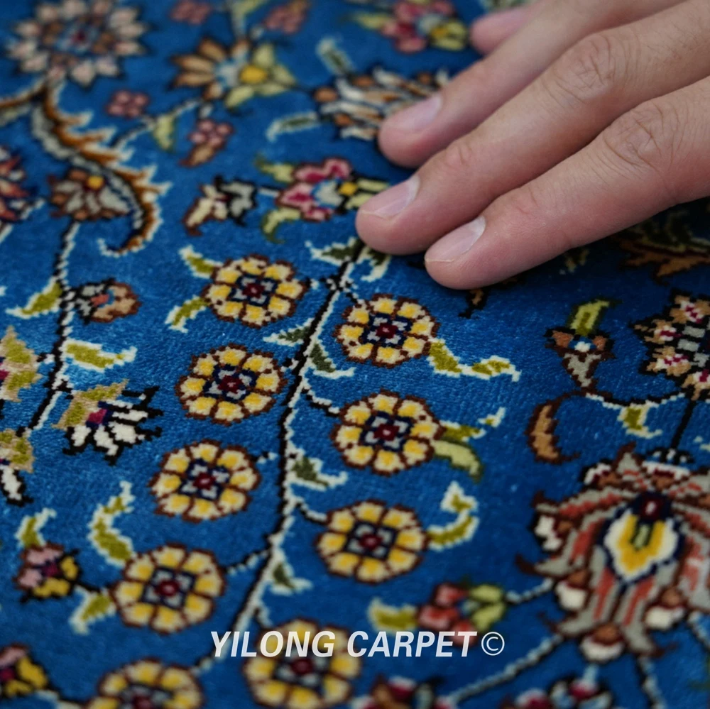 Yilong 2 7 'x 4' Hereke шелковый ковер светло голубой vantage турецкий Восточный (YWX105A)|turkish