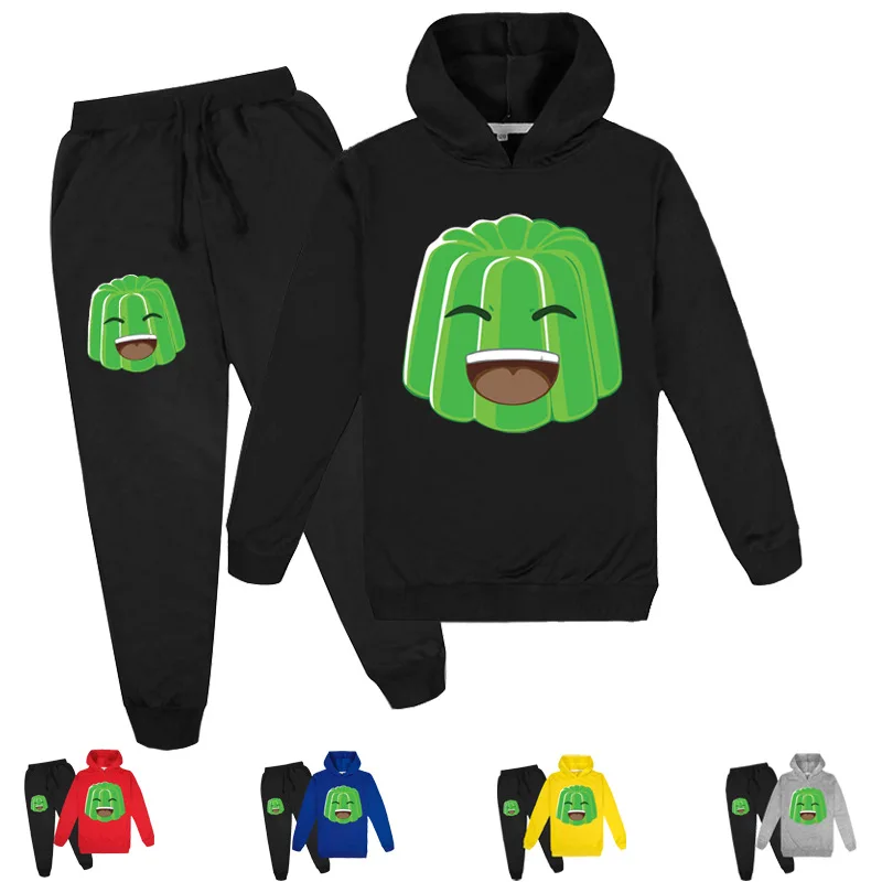 Youth Jelly Green Time Merch Pullover Hoodie Sweatpants Suit Hooded Tracksuit Trousers Sweatshirt Set Boys Girls 