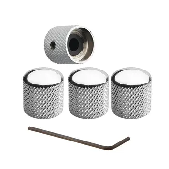 

4 Pcs Metal Electric Guitar Volume Knob Electric Bass Timbre Knob Potentiometer Cap with Holes Electric Guitar Fittings