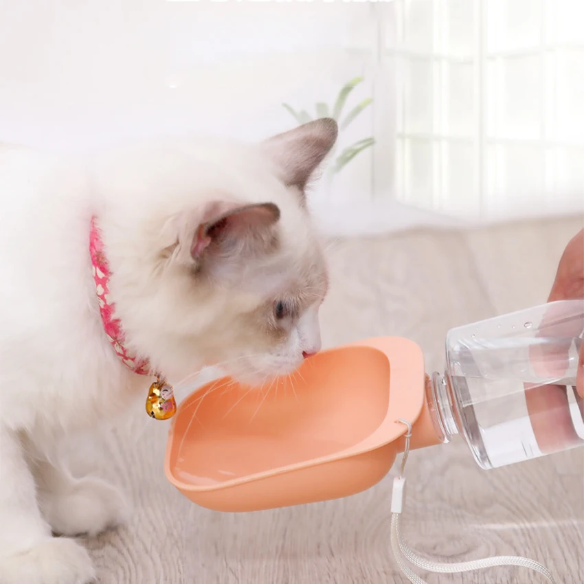 Botella de agua portátil para perros y gatos, alimentador de perro para exterior, Conector de botellas, tazón, dispensador de agua para cachorros