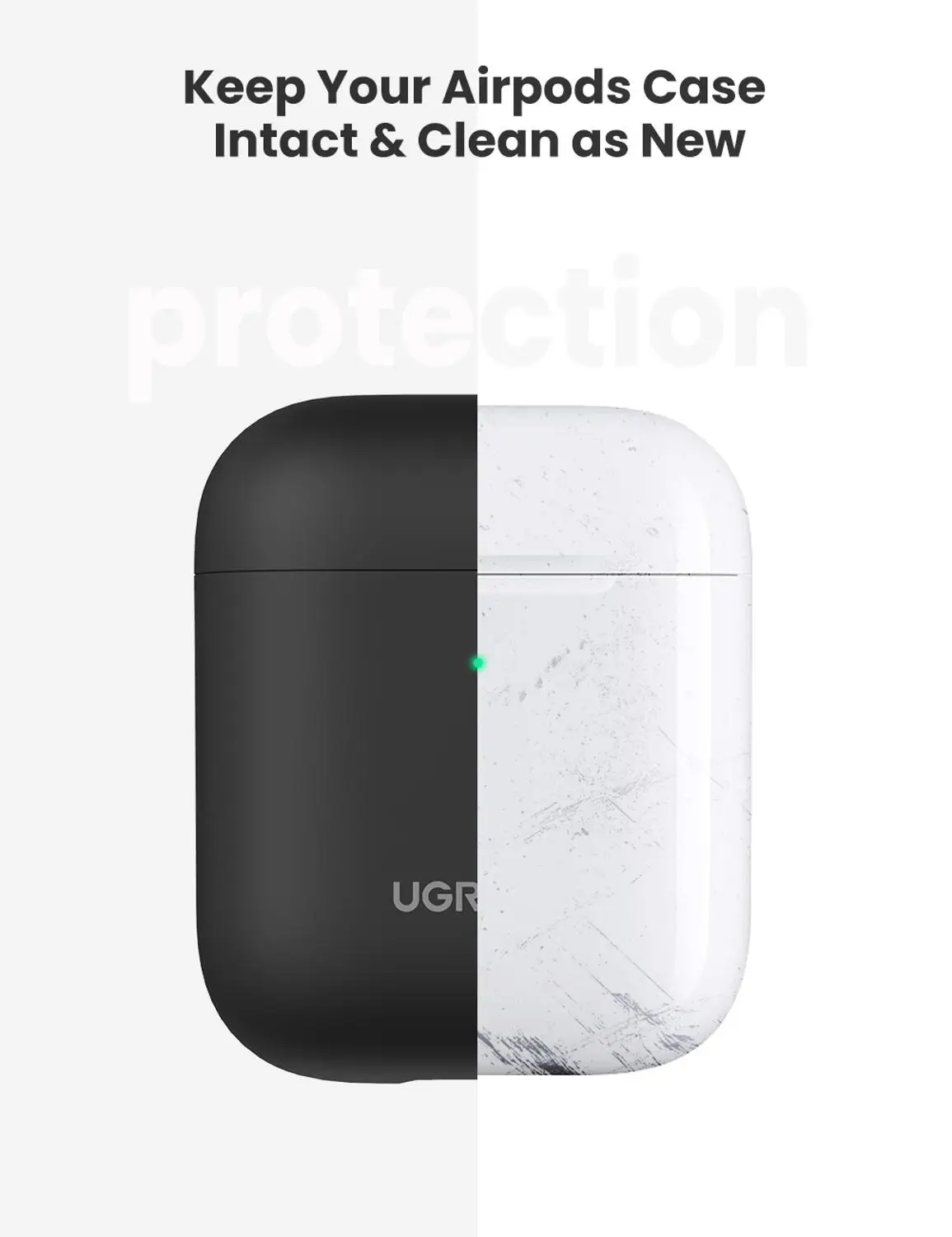 Чехол UGREEN для Airpods защитный чехол черный зеленый ультратонкий Ударопрочный