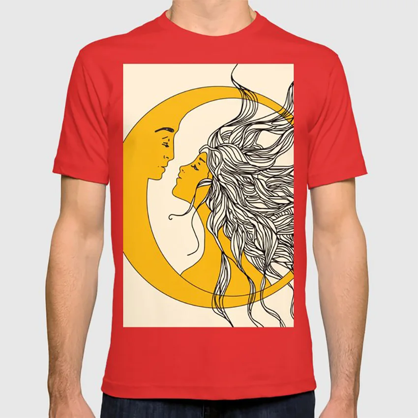 Sun and Moon T shirt ilustration sun moon lunar solar light man woman circle face