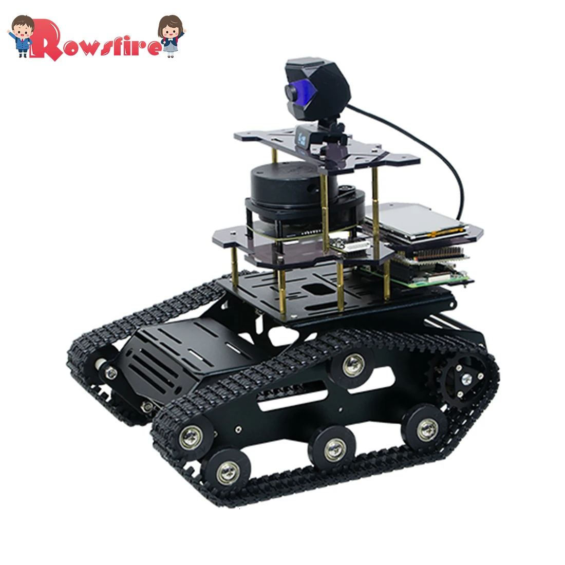  DIY Smart Robot Tank Chassis Car with Laser Radar for Raspberry Pi 4 (2G) - Black - 4000238044192