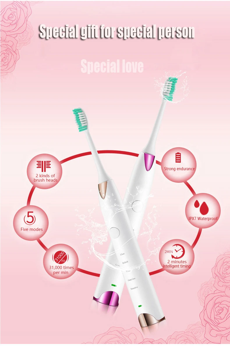 DXM Sonic Электрический таймер для зубной щетки зубы отбеливающая щетка 5 режимов usb зарядка Seago зубная щетка пара подарок товары для взрослых