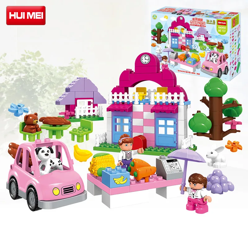 

Hui mei huimei Children Large Particles Assembled Inserted Building Blocks Educational Toy Hm065 Joy Small Town Supermarket