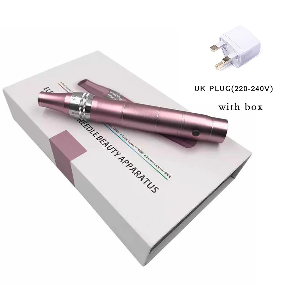 UK plug with box Электрическая ручка для дермы, профессиональный беспроводной набор для ухода за кожей, инструменты, микроблейдинг, иглы, Дерма, татуировка, пистолет, ручка, мезотерапия, Dr. Pen - Цвет: UK plug with box